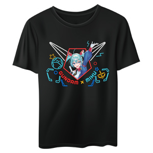 ガンダム × 初音ミク Tシャツ ブラック