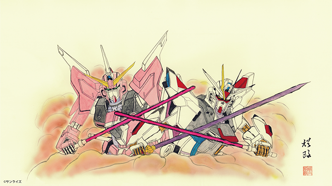 「ガンダムSEEDねぶた」下絵　※ねぶたイメージ　　画：福士裕朗