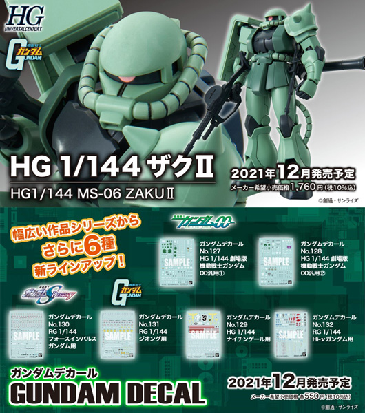 The HG Zaku II to be released in December 2021! It Comes with the