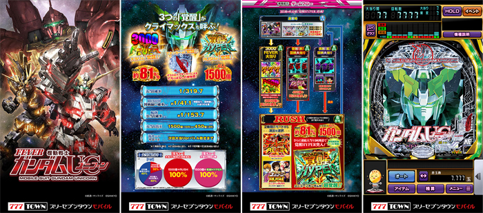 Pフィーバー 機動戦士ガンダムユニコーン」がスマホアプリ「777TOWN