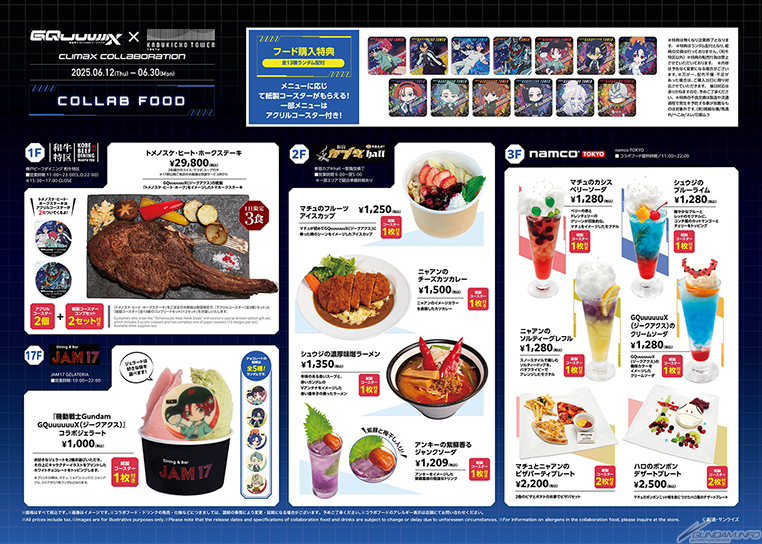 ガンダム　歌舞伎町タワー　フード購入特典　紙製コースター　コンプリートセット 機動戦士Gundam GQuuuuuuX』× 東急歌舞伎町タワークライマックス