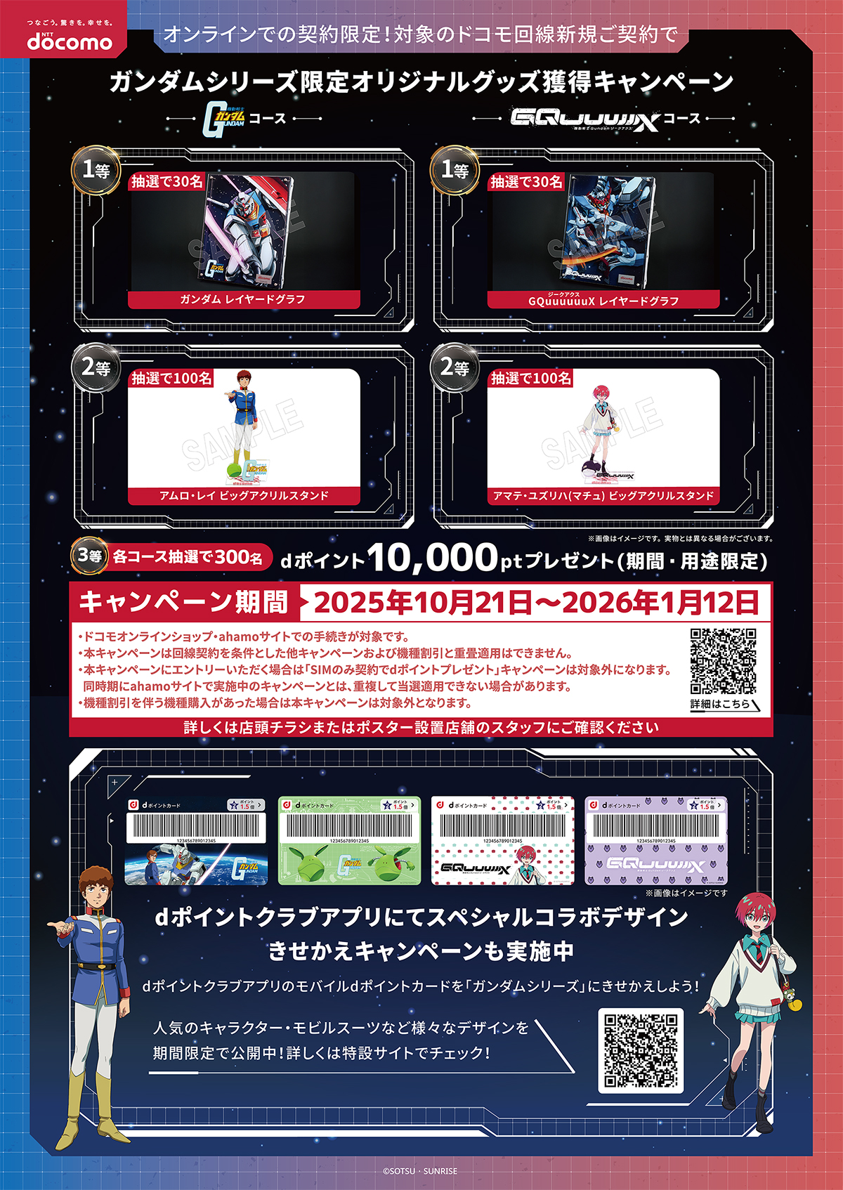 対象のドコモ回線新規ご契約でガンダムシリーズ限定オリジナルグッズ