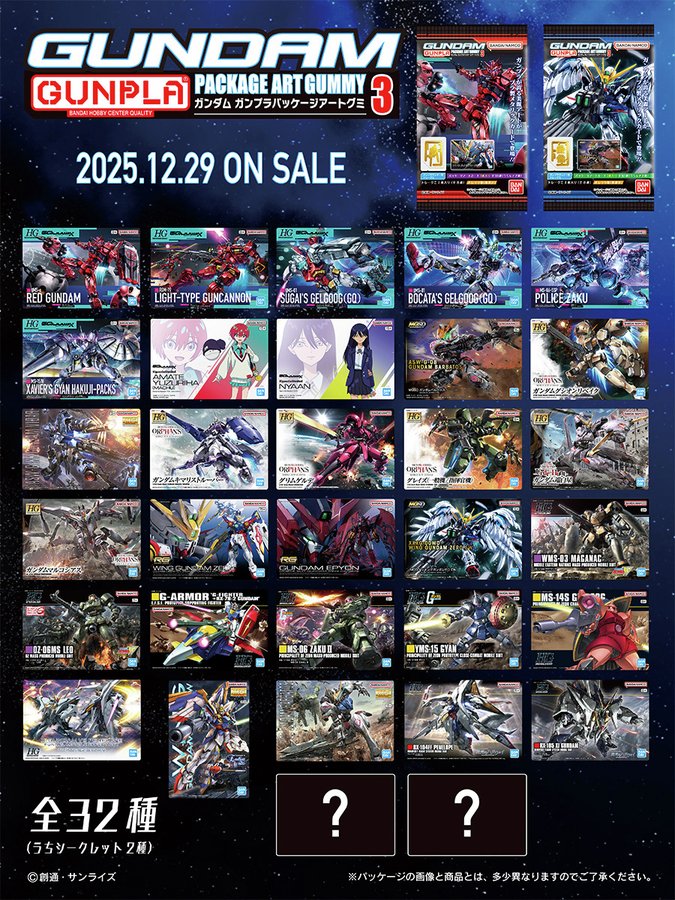 GUNDAMガンプラパッケージアートグミ3」12月29日発売！ | GUNDAM